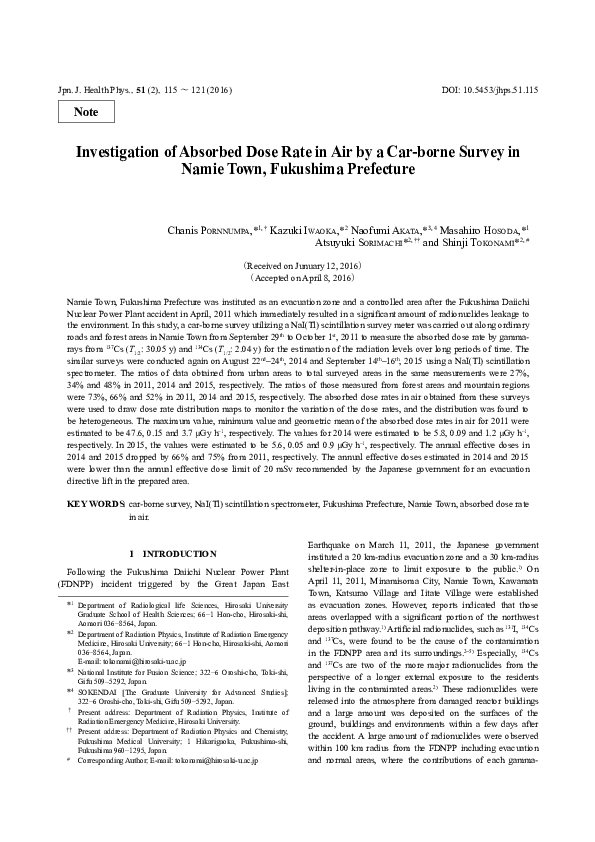 (PDF) Investigation of Absorbed Dose Rate in Air by a Car-borne Survey ...