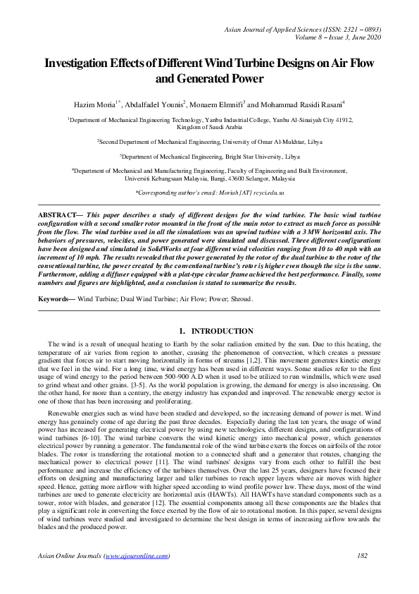 (PDF) Investigation Effects of Different Wind Turbine Designs on Air ...