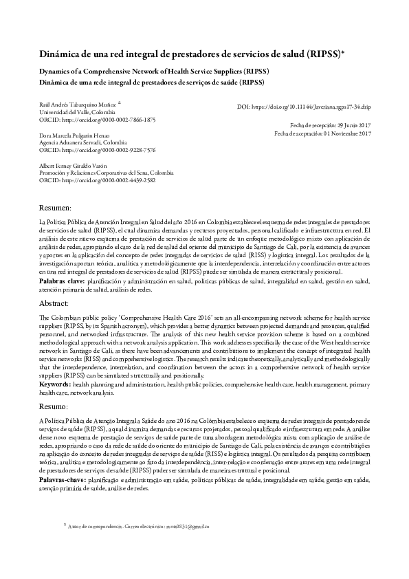 (PDF) Dinámica de una red integral de prestadores de servicios de salud ...