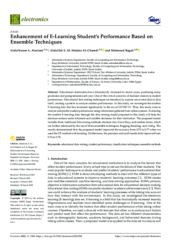 (PDF) Enhancement of E-Learning Student’s Performance Based on Ensemble ...