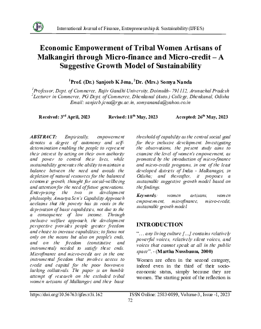 (PDF) Economic Empowerment of Tribal Women Artisans of Malkangiri ...
