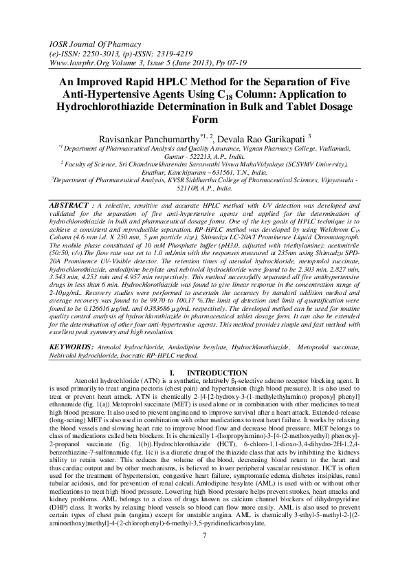 (PDF) An Improved Rapid HPLC Method for the Separation of Five Anti ...