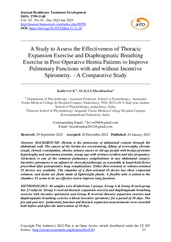 (PDF) A Study to Assess the Effectiveness of Thoracic Expansion ...