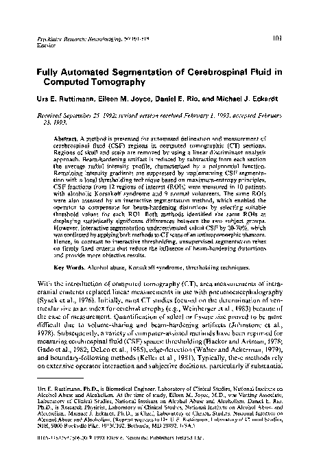 (PDF) Fully automated segmentation of cerebrospinal fluid in computed ...
