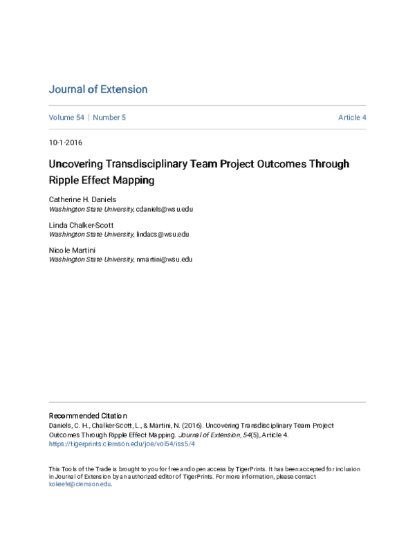 (PDF) Uncovering Transdisciplinary Team Project Outcomes Through Ripple ...