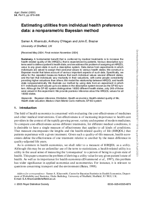 (PDF) Estimating Utilities from Individual Health Preference Data: A ...