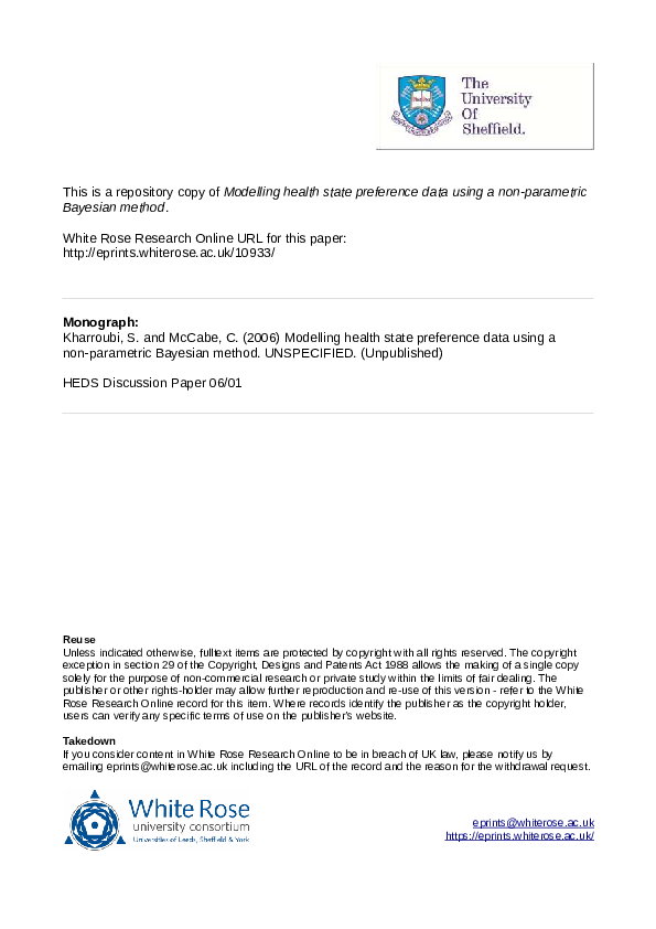 (PDF) Modelling health state preference data using a non-parametric ...