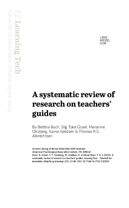 (PDF) A systematic review of research on teachers’ guides