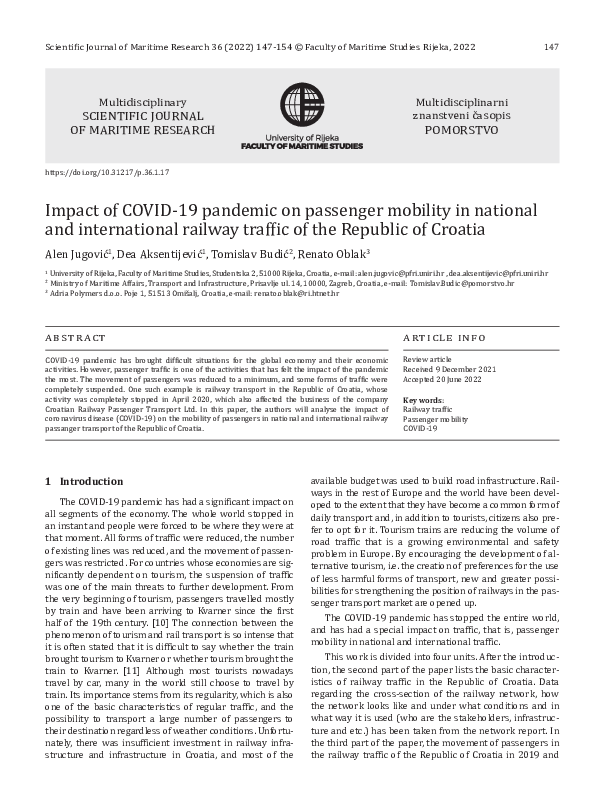 (PDF) Impact of COVID-19 pandemic on passenger mobility in national and ...