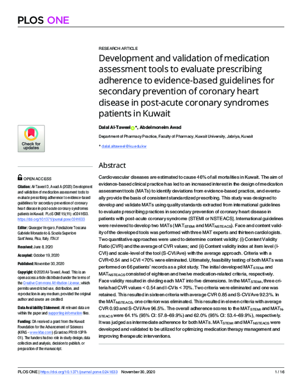 (PDF) Development and validation of medication assessment tools to ...
