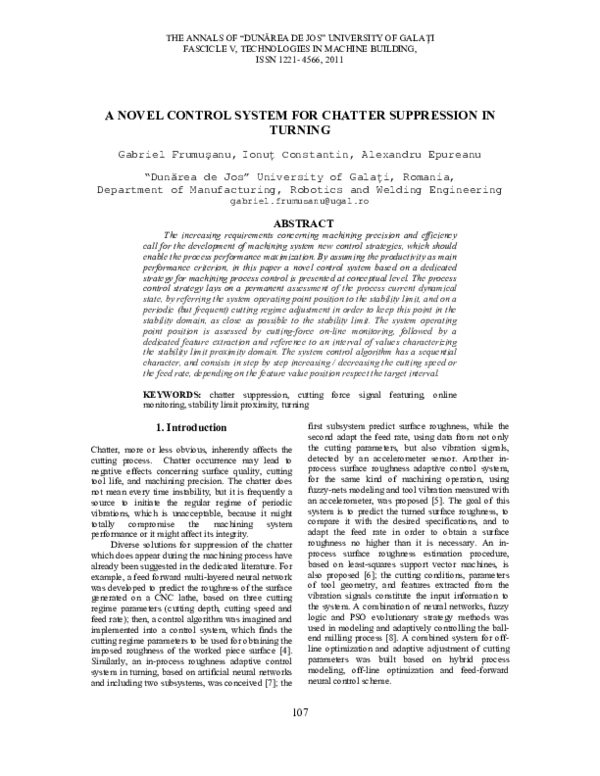 (PDF) A Novel Control System for Chatter Suppression in Turning