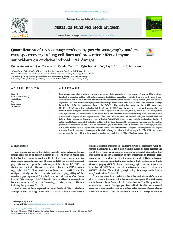 (PDF) Quantification of DNA damage products by gas chromatography ...