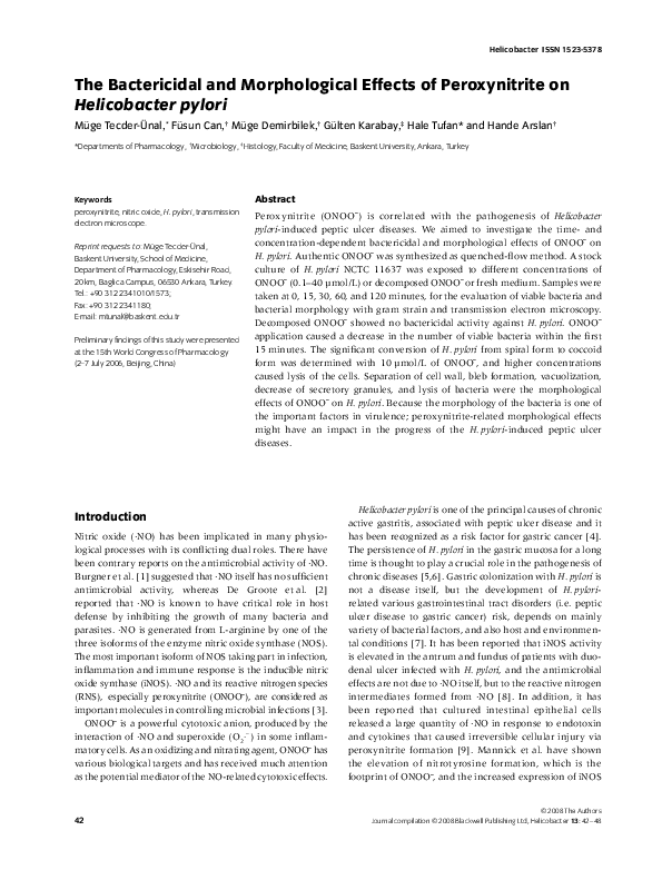 (PDF) The Bactericidal and Morphological Effects of Peroxynitrite on ...