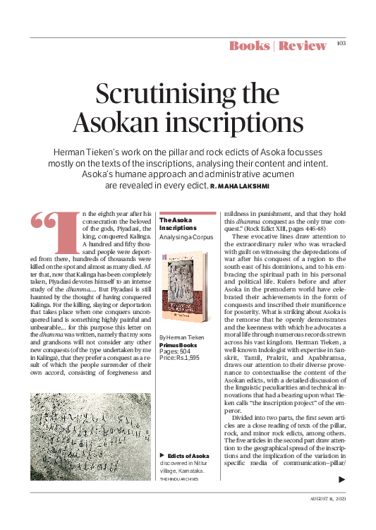 (PDF) Scrutinising the Ashokan Insciptions