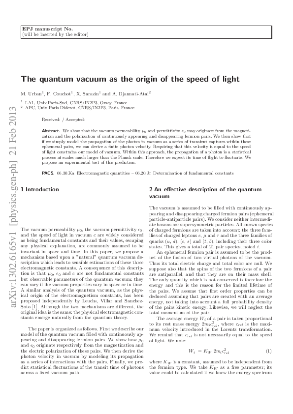 The quantum vacuum as the origin of the speed of light