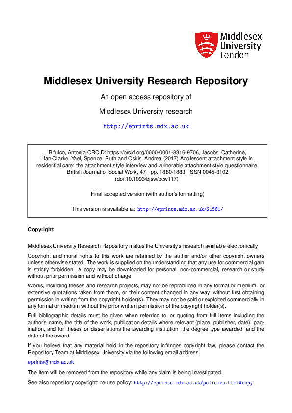 (PDF) Adolescent Attachment Style in Residential Care: The Attachment ...