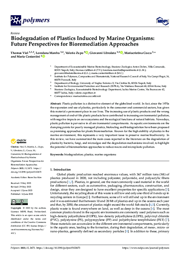 (PDF) Biodegradation of Plastics Induced by Marine Organisms: Future ...