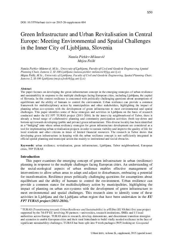 (PDF) Green infrastructure and urban resilience in Central Europe: A ...