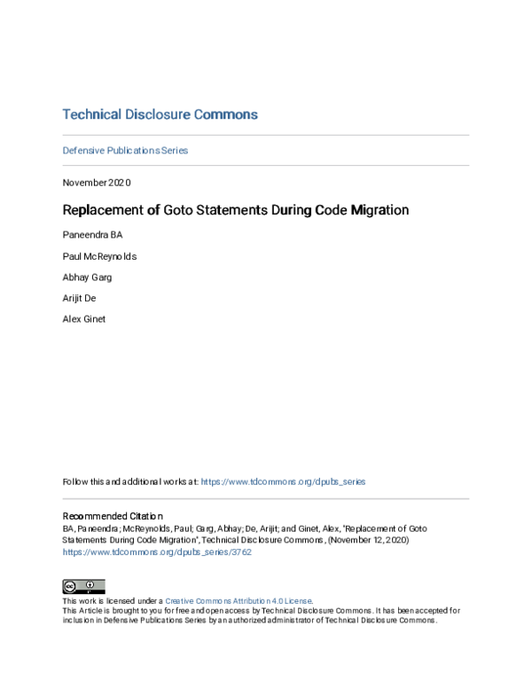 (PDF) Replacement of Goto Statements During Code Migration