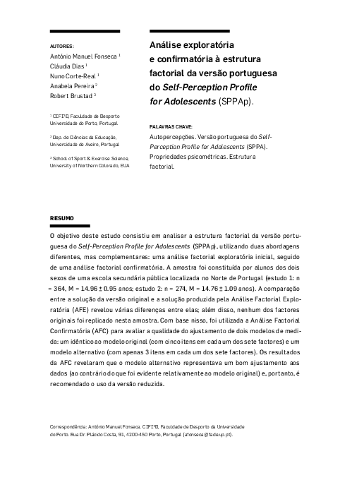 (PDF) Análise exploratória e confirmatória à estrutura factorial da ...