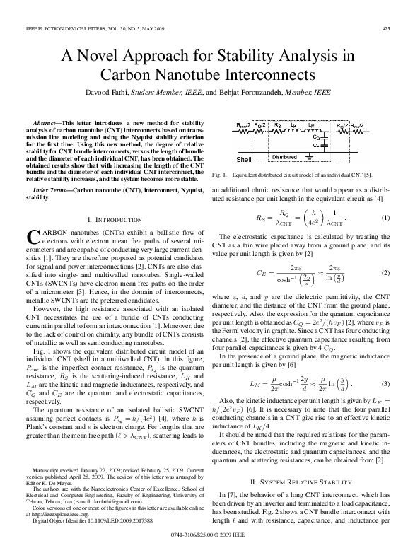 (PDF) A Novel Approach for Stability Analysis in Carbon Nanotube ...