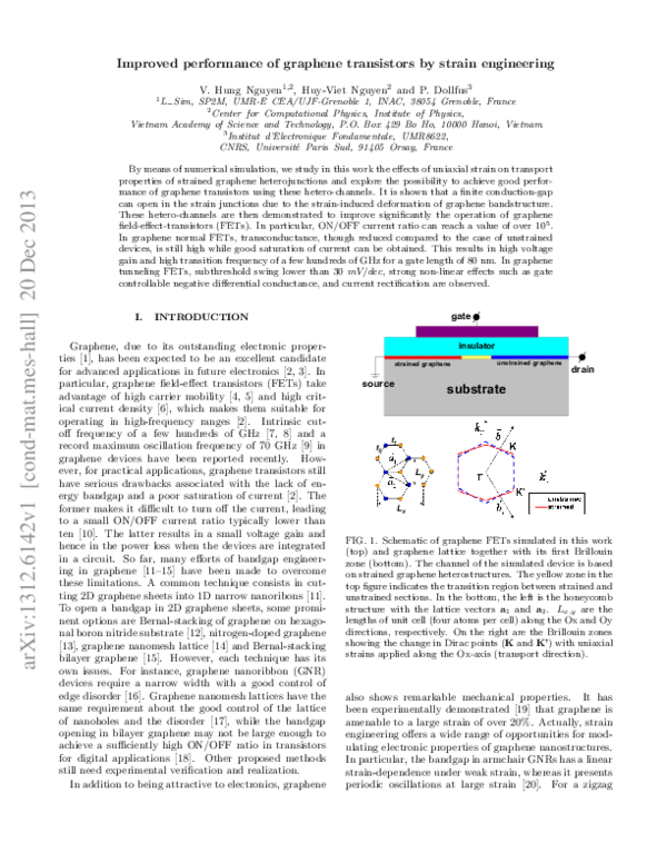 (PDF) Improved performance of graphene transistors by strain