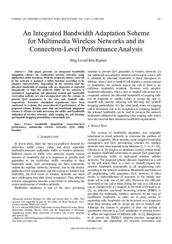 (PDF) An Integrated Bandwidth Adaptation Scheme for Multimedia Wireless ...