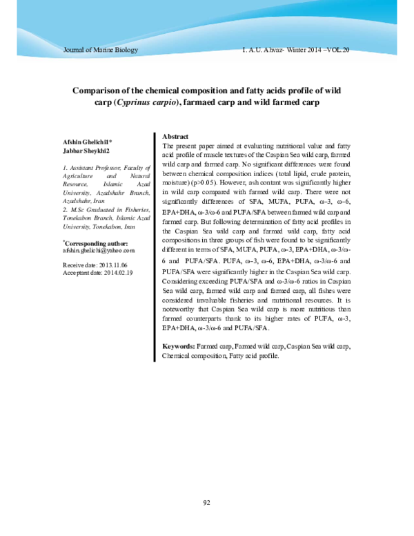 (PDF) Comparison of the chemical composition and fatty acids profile of ...