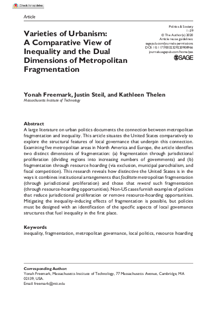 (PDF) Varieties of Urbanism: A Comparative View of Inequality and the ...