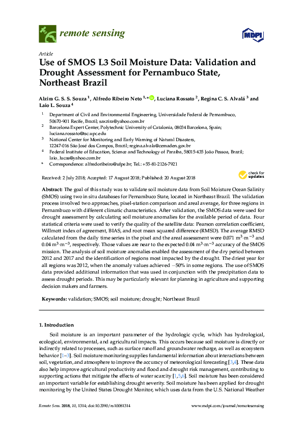 (PDF) Use of SMOS L3 Soil Moisture Data: Validation and Drought ...