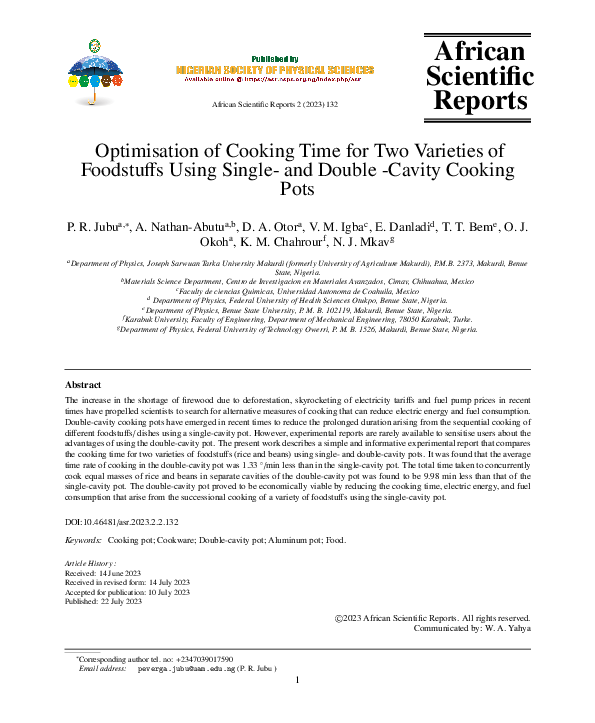 (PDF) Optimisation of Cooking Time for Two Varieties of Foodstuffs ...