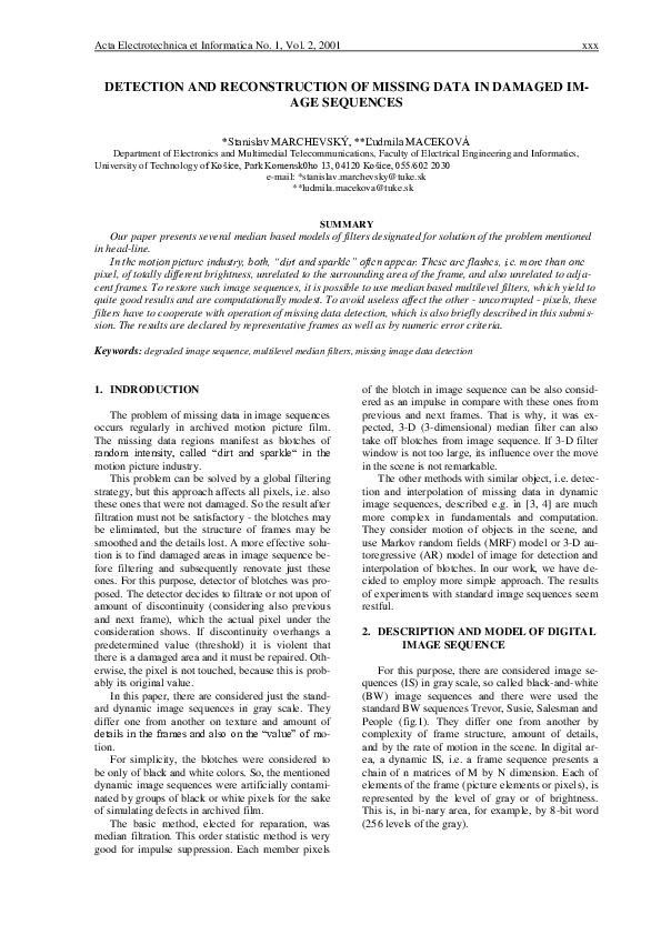 (PDF) Detection and Reconstruction of Missing Data in Damaged Image ...