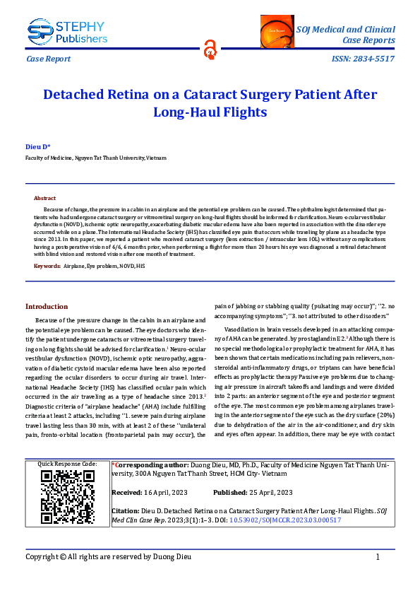 (PDF) Detached Retina on a Cataract Surgery Patient After LongHaul