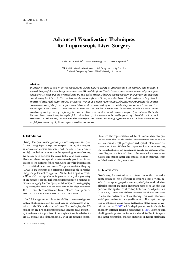(PDF) Advanced Visualization Techniques for Laparoscopic Liver Surgery
