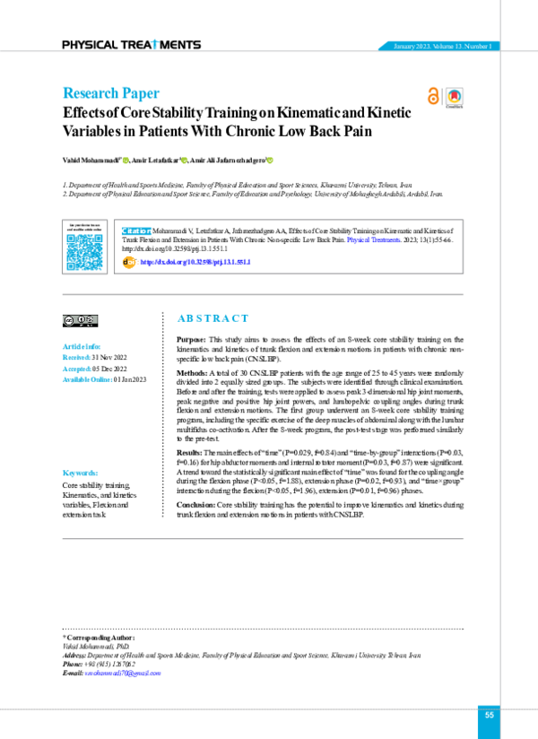 (PDF) Effects of Core Stability Training on Kinematic and Kinetic ...