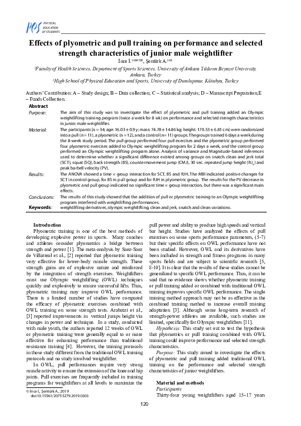 (PDF) Effects of plyometric and pull training on performance and ...