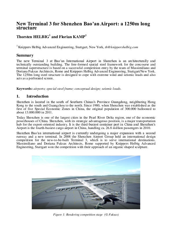 (PDF) New Terminal 3 for Shenzhen Bao’an Airport: a 1250m long structure