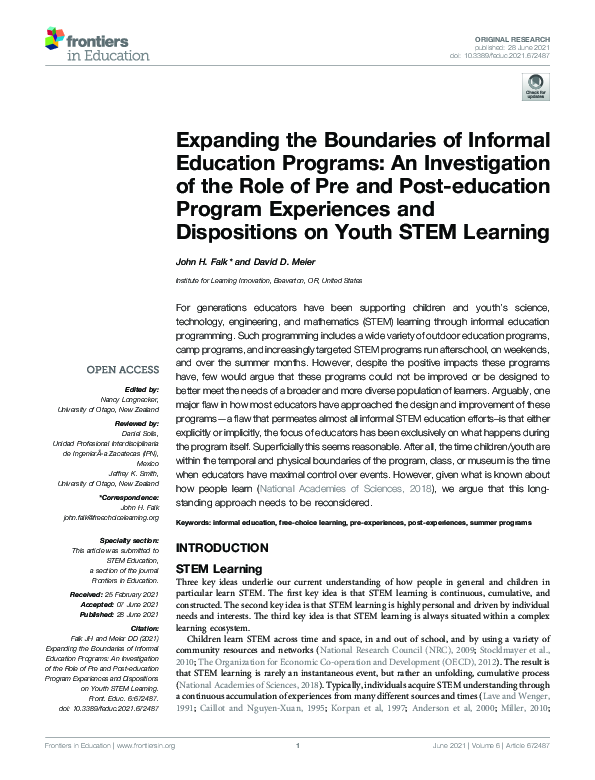 (PDF) Expanding the Boundaries of Informal Education Programs: An ...