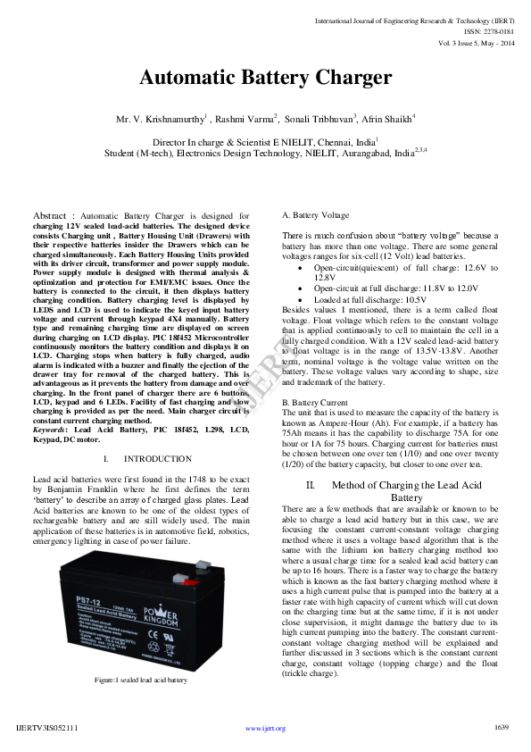 (PDF) Automatic Battery Charger