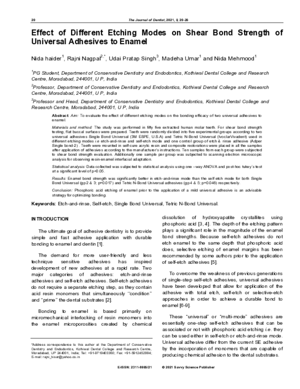 (PDF) Effect of Different Etching Modes on Shear Bond Strength of ...