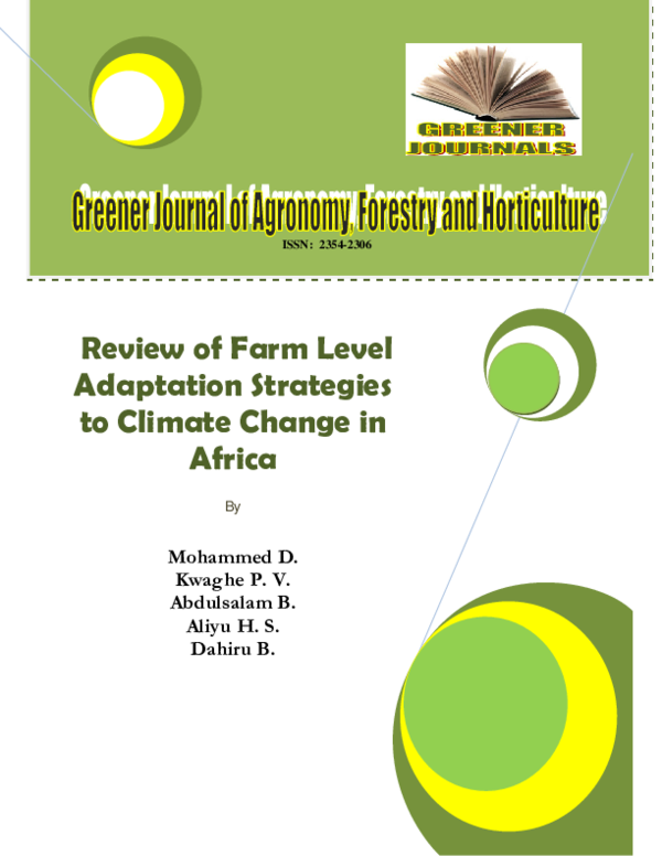 (PDF) Review of Farm Level Adaptation Strategies to Climate Change in ...
