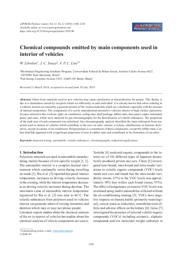 (PDF) Chemical compounds emitted by main components used in interior of ...