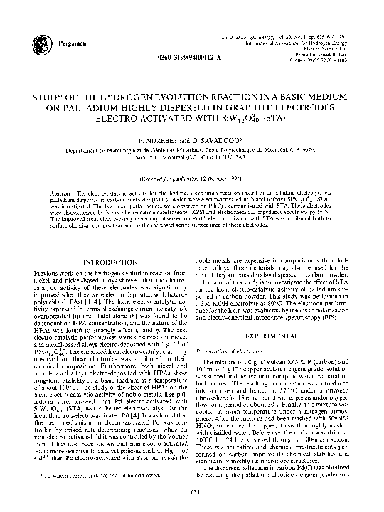 (PDF) Study of the hydrogen evolution reaction in a basic medium on ...