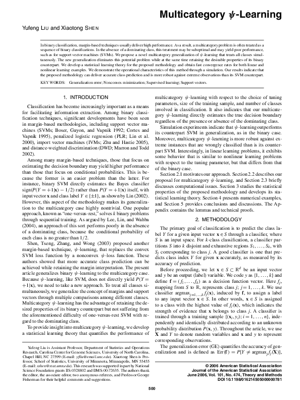 (PDF) Multicategory ψ-Learning