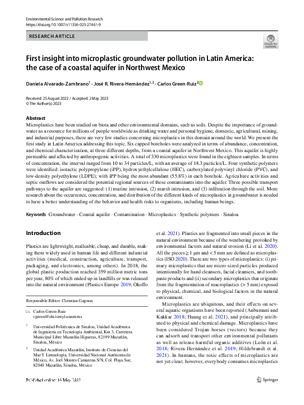 (PDF) First insight into microplastic groundwater pollution in Latin ...