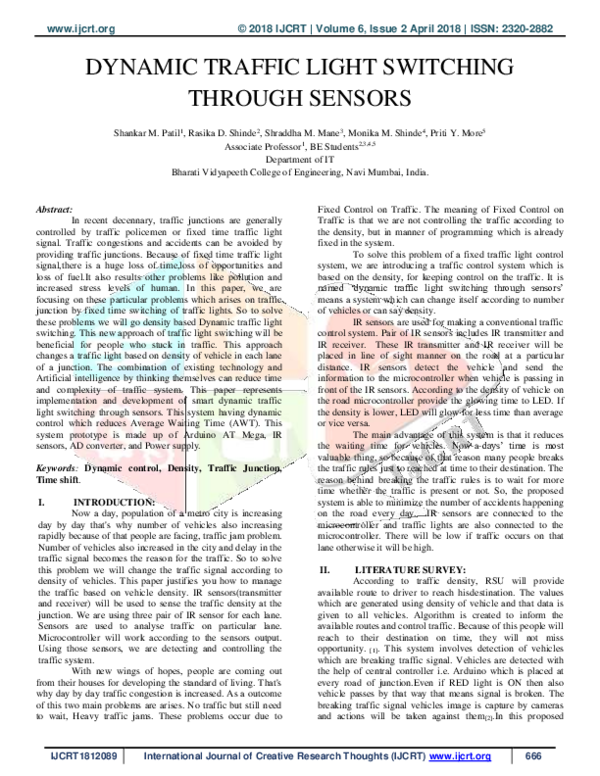 (PDF) Dynamic Traffic Light Switching Through Sensors