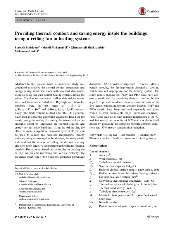 (PDF) Providing thermal comfort and saving energy inside the buildings ...