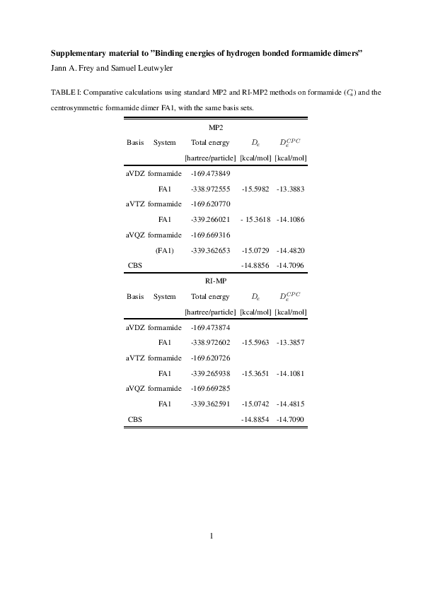 (PDF) An ab Initio Benchmark Study of Hydrogen Bonded Formamide Dimers