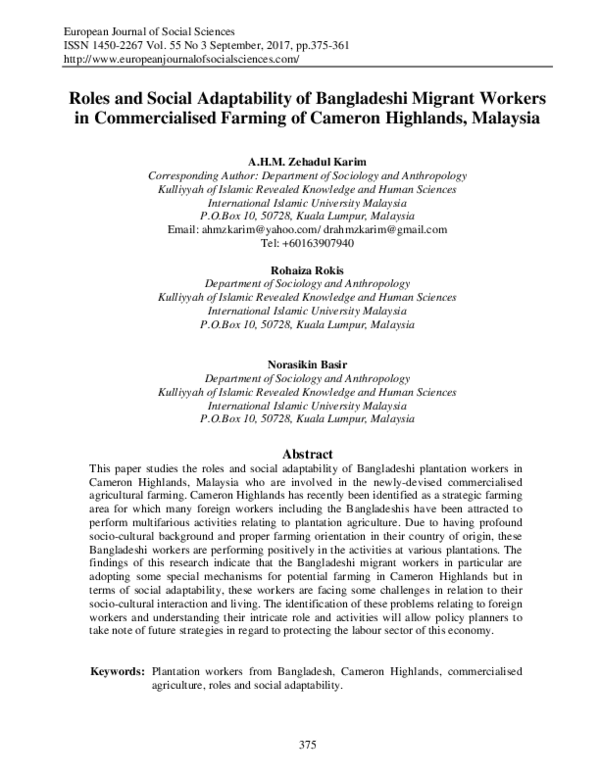 (PDF) Roles and social adaptability of Bangladeshi migrant workers in ...