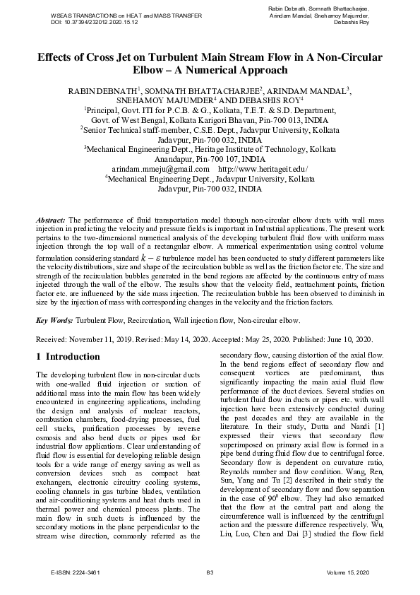 (PDF) Effects of Cross Jet on Turbulent Main Stream Flow in A Non ...